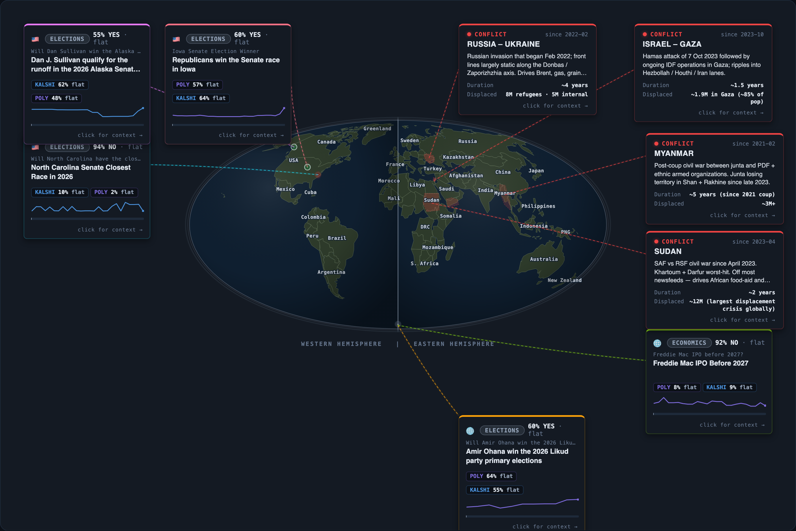 Today&rsquo;s map of events and conflicts that moved overnight