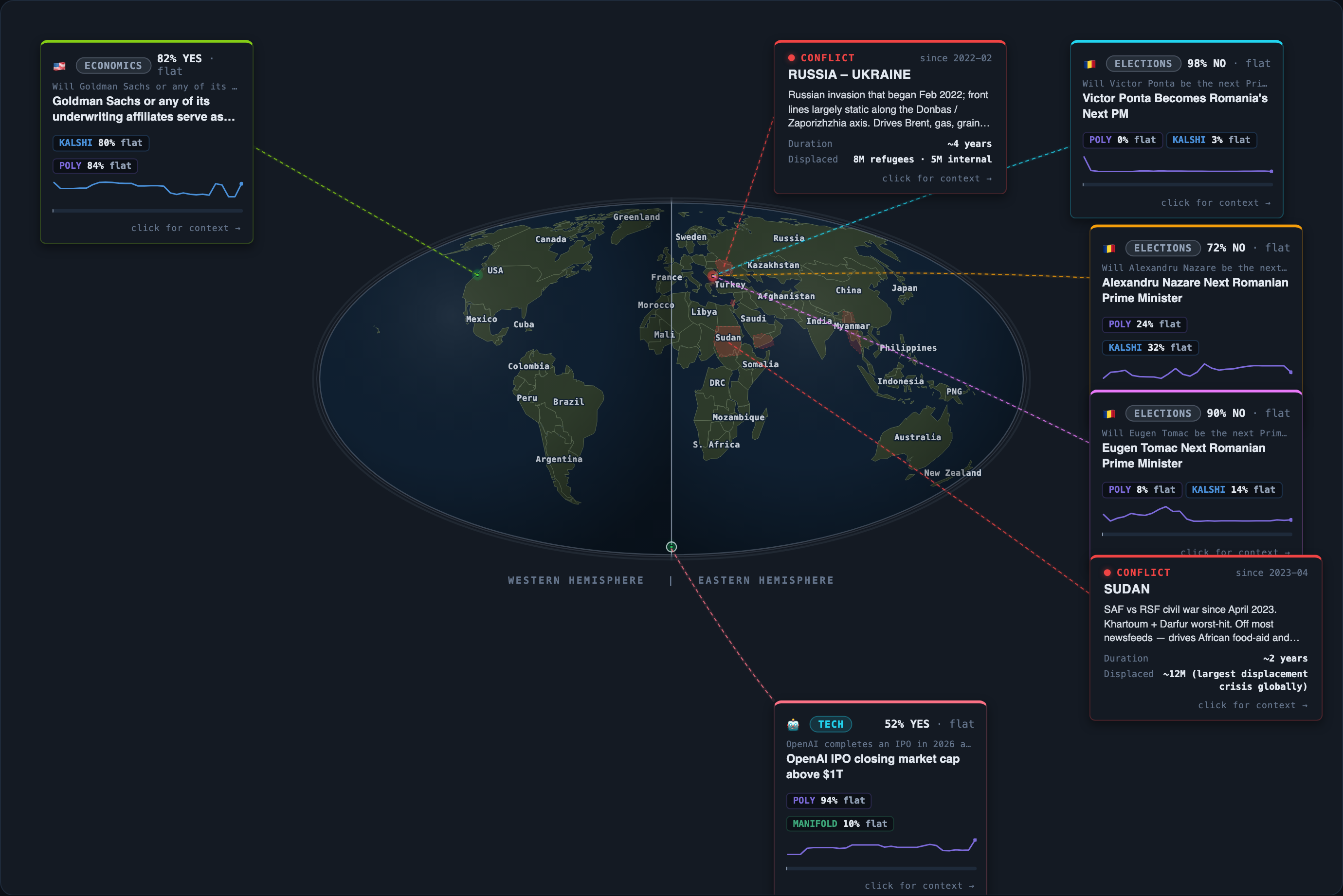 Today&rsquo;s map of events and conflicts that moved overnight