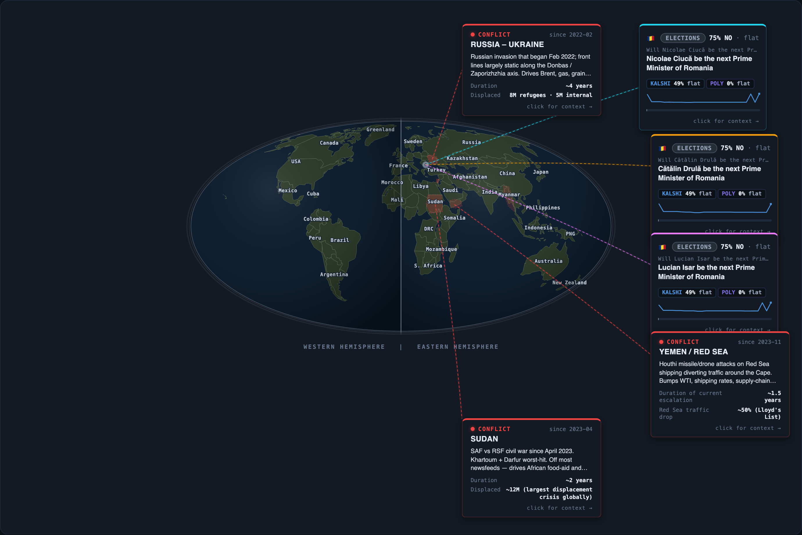 Today&rsquo;s map of events and conflicts that moved overnight