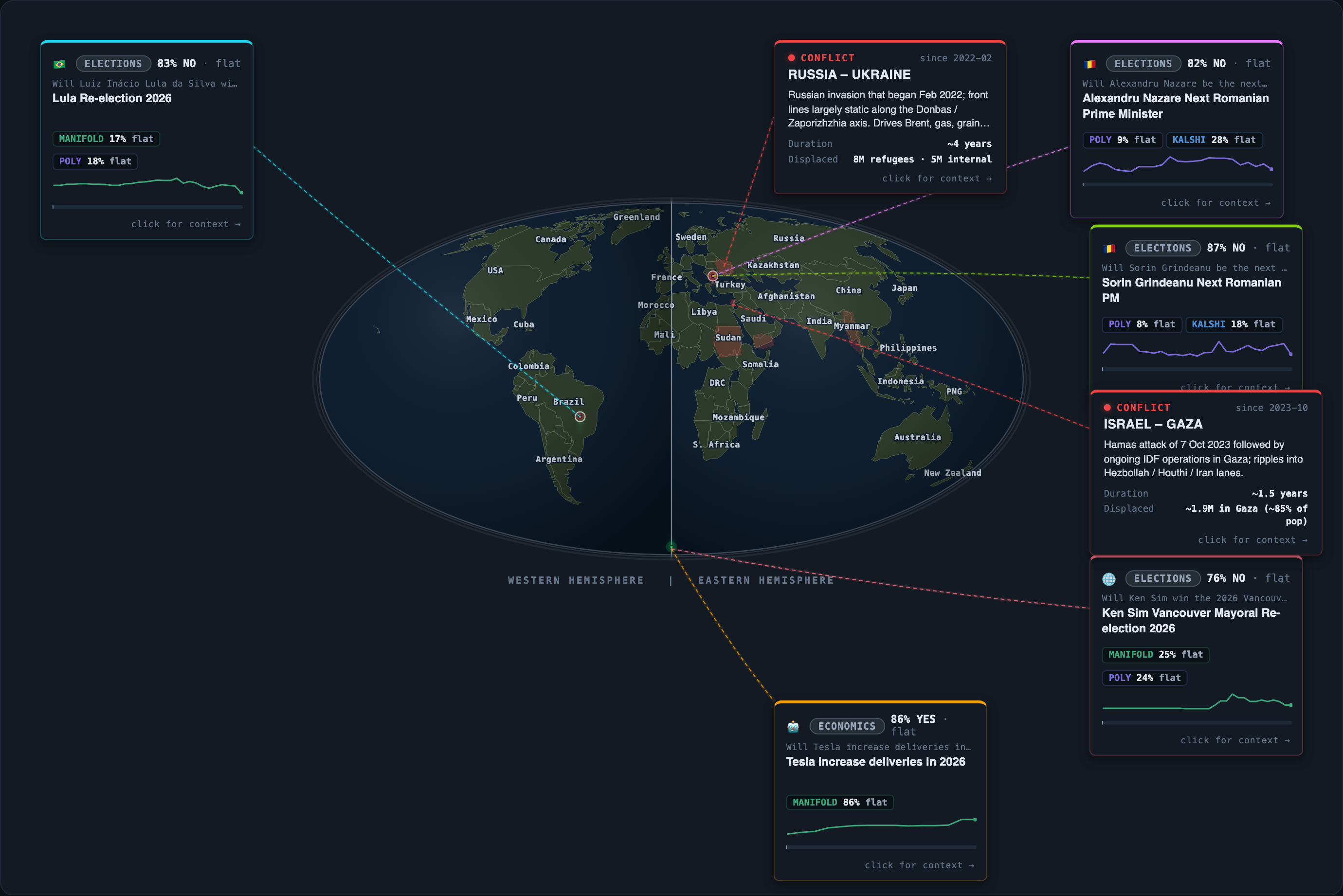 Today&rsquo;s map of events and conflicts that moved overnight
