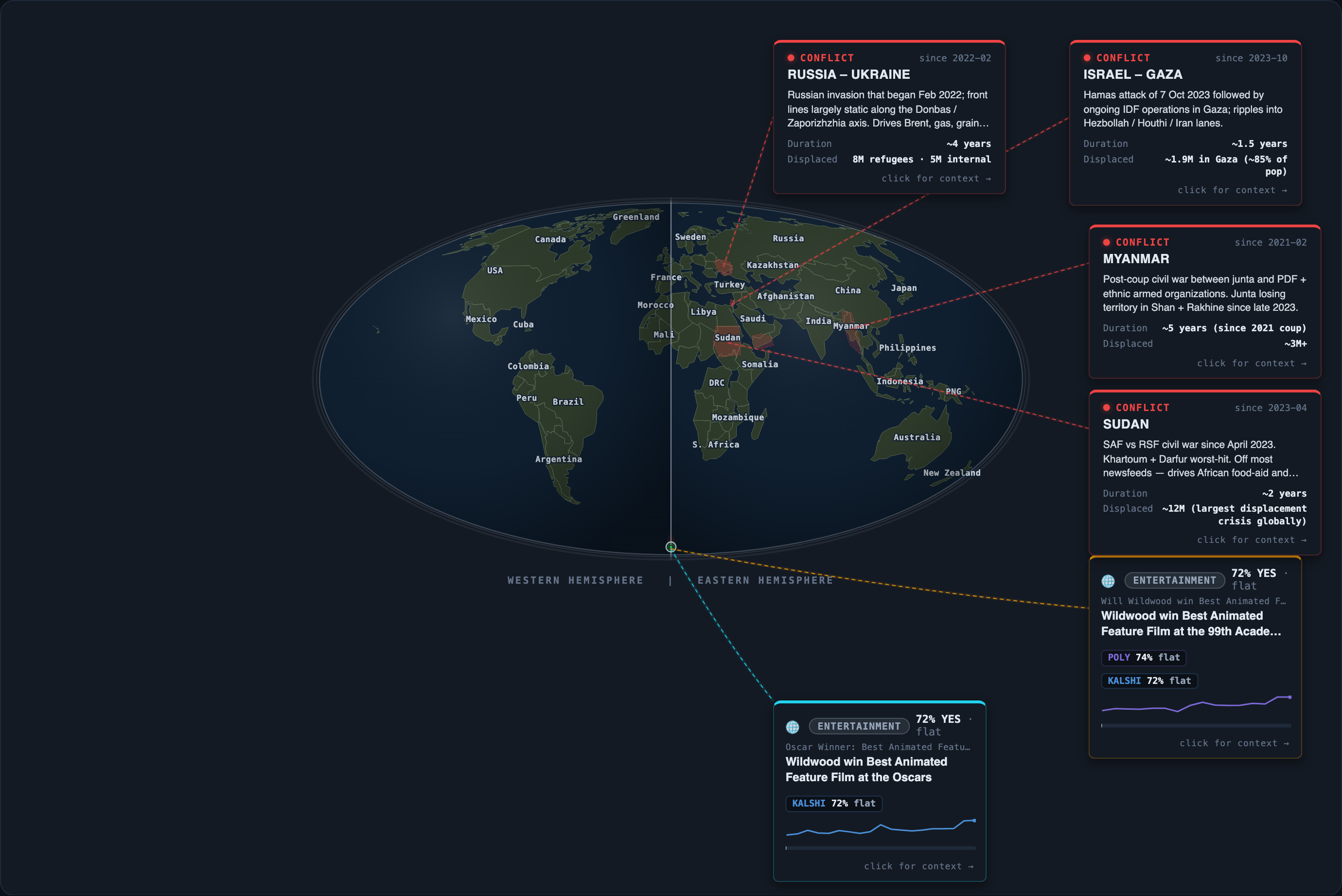 Today&rsquo;s map of events and conflicts that moved overnight