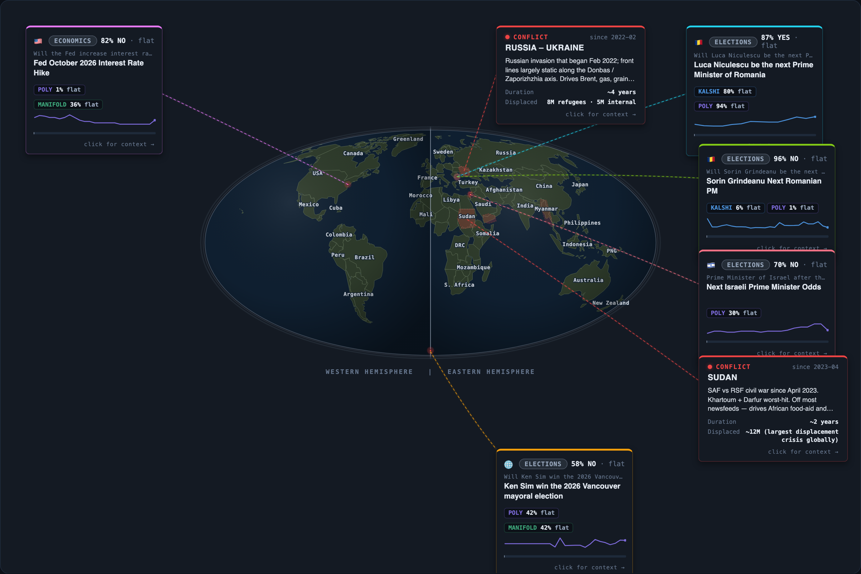 Today&rsquo;s map of events and conflicts that moved overnight