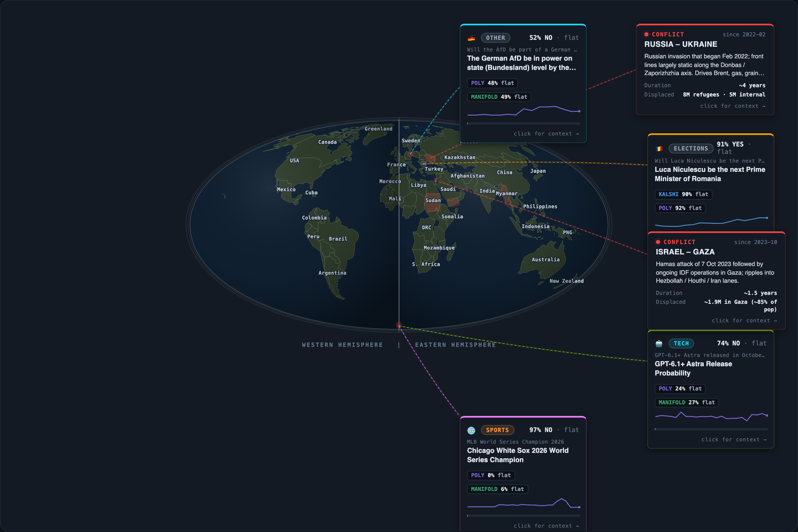 Today&rsquo;s map of events and conflicts that moved overnight